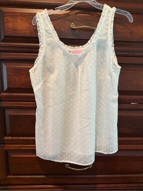 Lilly Pulitzer White Eyelet Ruffle Trim Tank Top